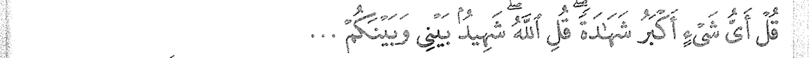 Surah al-An'am ayat 19, potongan yang menyebut Allah menjadi saksi