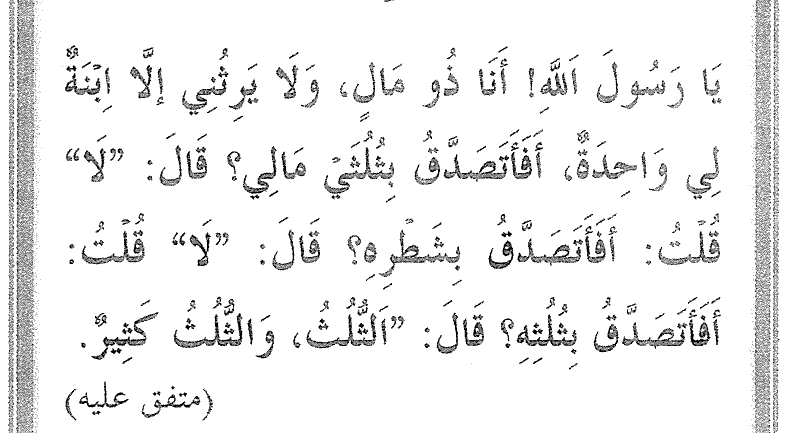 Hadis Saad bin Abi Waqqas tentang had satu pertiga harta wasiat